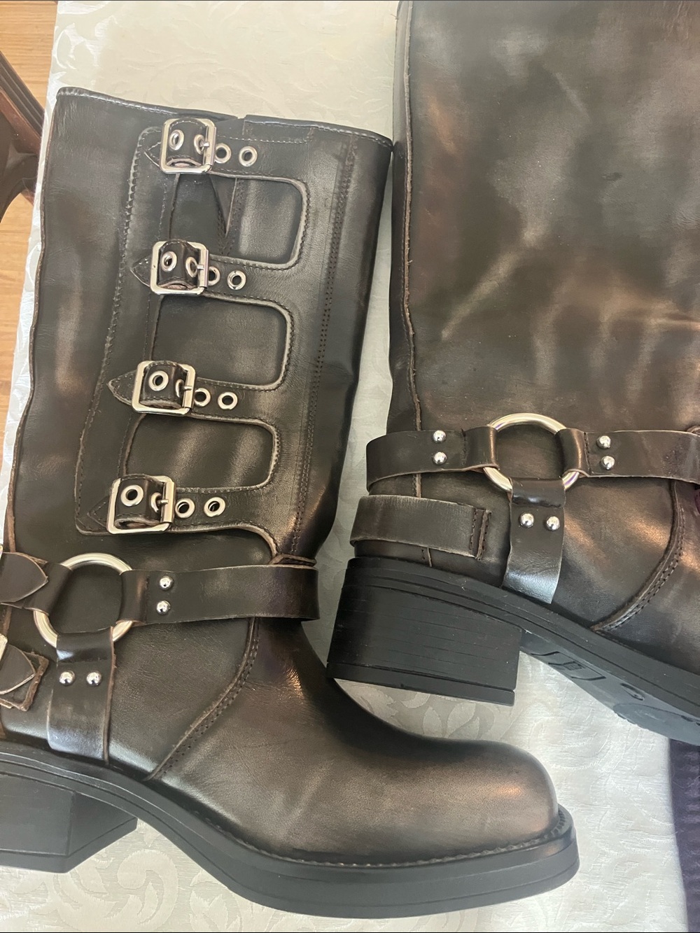 Steve Madden Black Buckle-Detail Heeled Boots